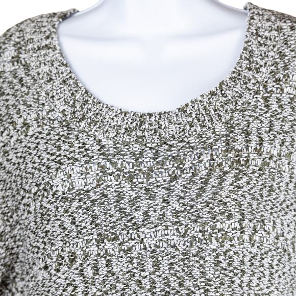 BCBGMaxazria Boxy White Green Variegated Knit Short Sleeve Ribbed Sweater S - Picture 9 of 9